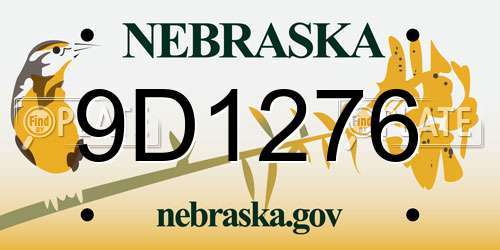 9D1276 Nebraska License Plate