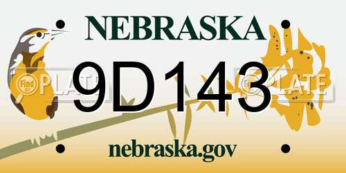 9D143 Nebraska License Plate