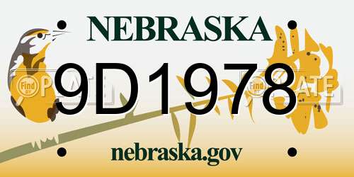 9D1978 Nebraska License Plate