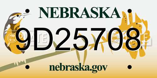9D25708 Nebraska License Plate