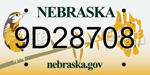 9D28708 Nebraska License Plate