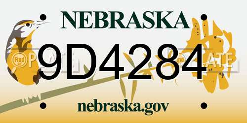 9D4284 Nebraska License Plate