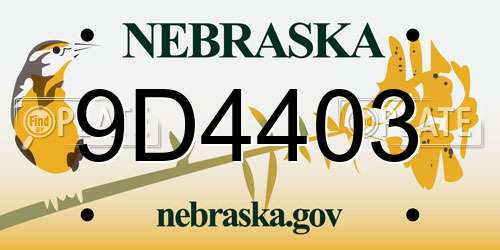 9D4403 Nebraska License Plate