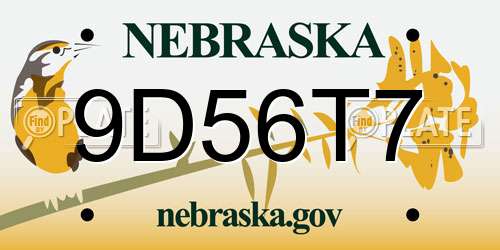 9D56T7 Nebraska License Plate