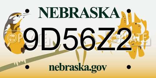 9D56Z2 Nebraska License Plate