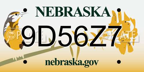 9D56Z7 Nebraska License Plate