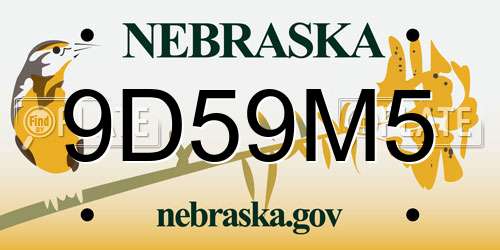 9D59M5 Nebraska License Plate
