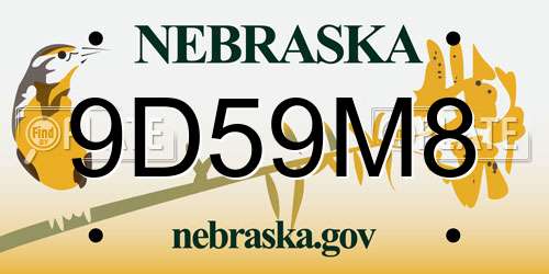 9D59M8 Nebraska License Plate