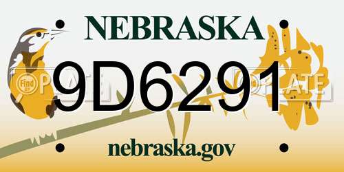9D6291 Nebraska License Plate