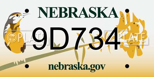 9D734 Nebraska License Plate