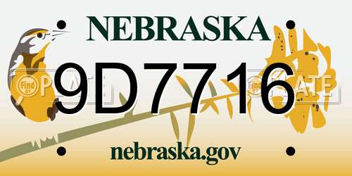9D7716 Nebraska License Plate