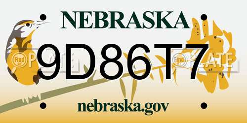9D86T7 Nebraska License Plate