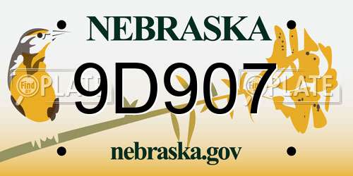 9D907 Nebraska License Plate