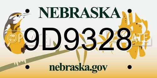 9D9328 Nebraska License Plate