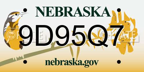 9D95Q7 Nebraska License Plate