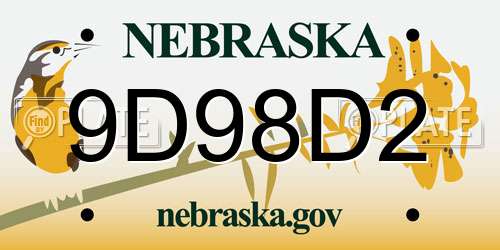 9D98D2 Nebraska License Plate