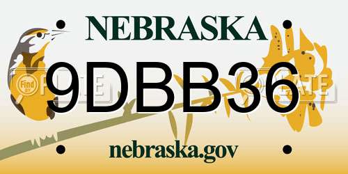 9DBB36 Nebraska License Plate
