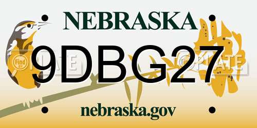 9DBG27 Nebraska License Plate