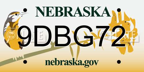9DBG72 Nebraska License Plate