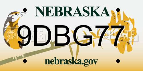 9DBG77 Nebraska License Plate