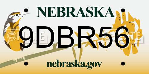 9DBR56 Nebraska License Plate