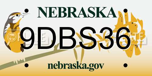 9DBS36 Nebraska License Plate