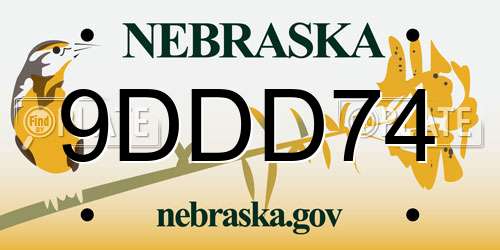 9DDD74 Nebraska License Plate