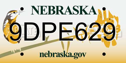 9DPE629 Nebraska License Plate