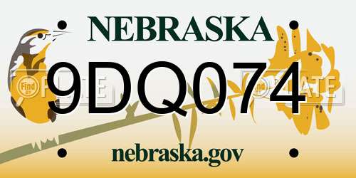9DQ074 Nebraska License Plate
