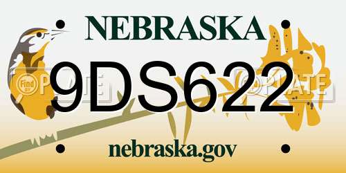 9DS622 Nebraska License Plate