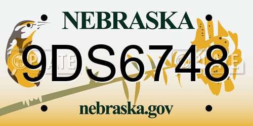 9DS6748 Nebraska License Plate