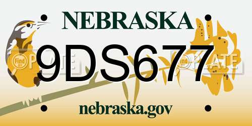 9DS677 Nebraska License Plate