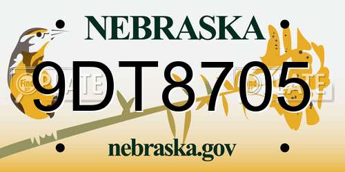 9DT8705 Nebraska License Plate