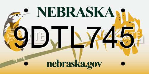 9DTL745 Nebraska License Plate