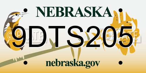 9DTS205 Nebraska License Plate