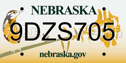 9DZS705 Nebraska License Plate