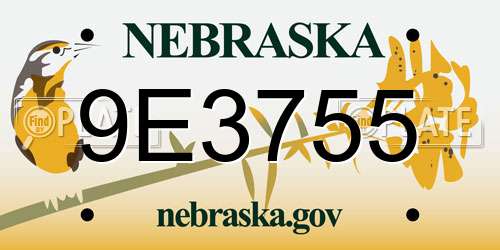 9E3755 Nebraska License Plate