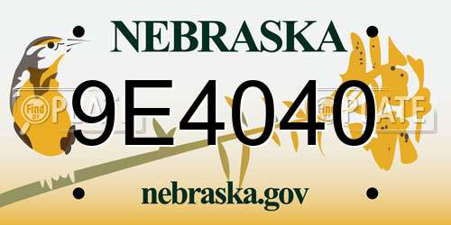 9E4040 Nebraska License Plate