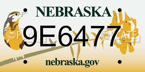 9E6477 Nebraska License Plate