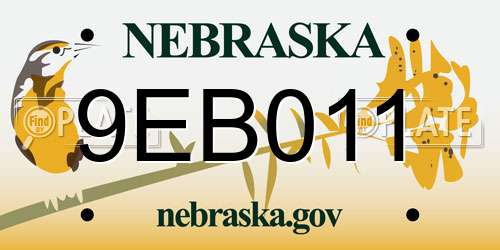 9EB011 Nebraska License Plate