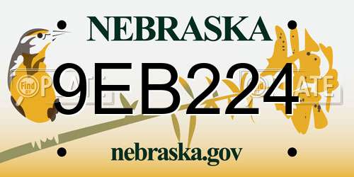 9EB224 Nebraska License Plate