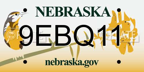 9EBQ11 Nebraska License Plate