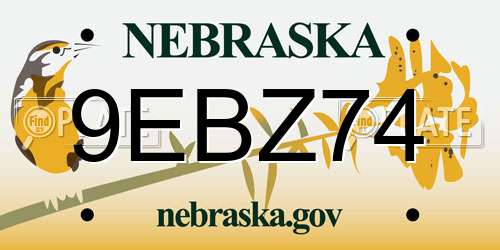 9EBZ74 Nebraska License Plate