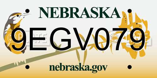 9EGV079 Nebraska License Plate