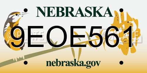 9EOE561 Nebraska License Plate