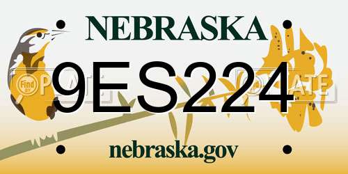 9ES224 Nebraska License Plate
