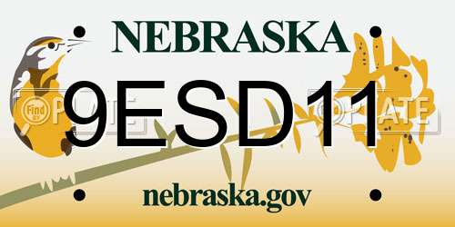 9ESD11 Nebraska License Plate