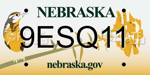 9ESQ11 Nebraska License Plate