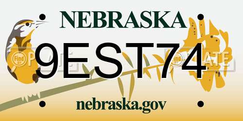 9EST74 Nebraska License Plate