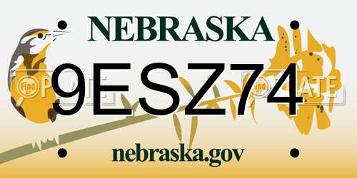 9ESZ74 Nebraska License Plate